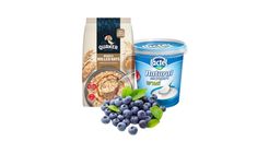Quaker Whole Rolled Oats+ Lactel Natural Set Yogurt+Blueberries