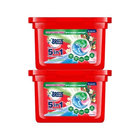 Breeze 3-in-1 Capsules Detergent Fresh Eucalyptus (18pcs x 2)