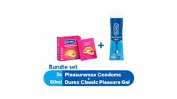 Durex Pleasuremax Condoms Ribbed Dotted 3pcs + Play Classic Pleasure Gel 50ml