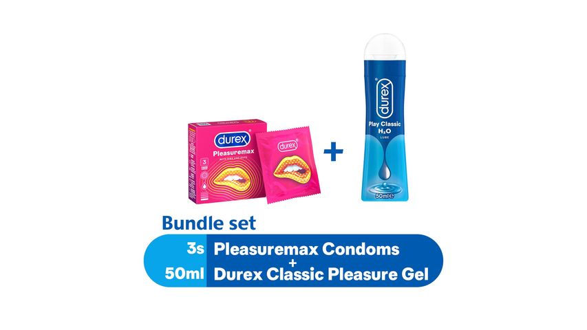 Durex Pleasuremax Condoms Ribbed Dotted 3pcs + Play Classic Pleasure Gel 50ml