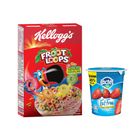 Lactel Yogurt Strawberry + Kellogg's Froot Loops