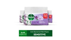 Dettol Anti Bacterial Sensitive Wet Wipes Value Pack 10pcs x 3 (3 packs)