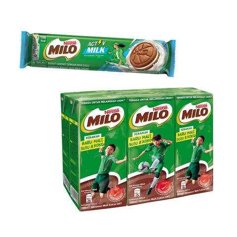 Milo Milk Biscuit 104g + Milo Activ Go 6 Pieces x 200ml