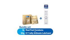 Durex Real Feel Condoms 3pcs + K Y Jelly Intimate Lubricant 50g