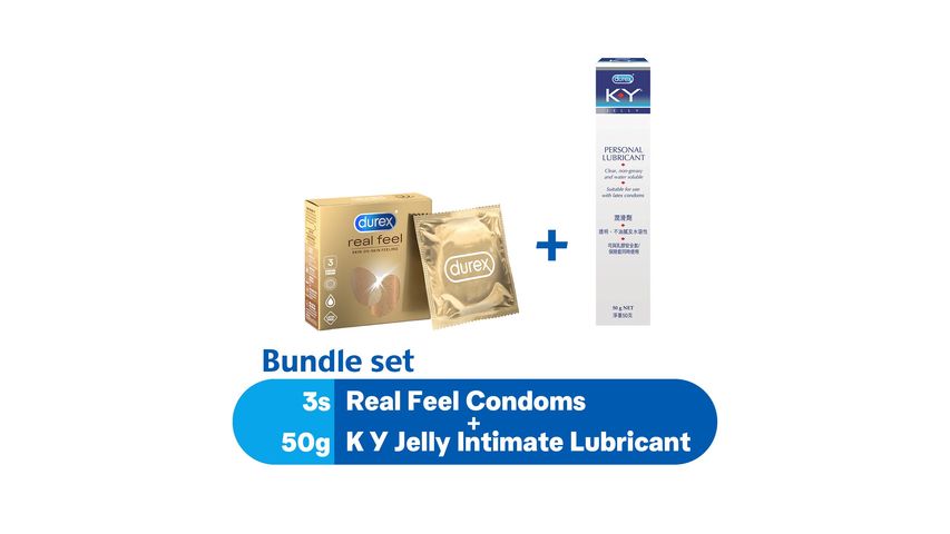 Durex Real Feel Condoms 3pcs + K Y Jelly Intimate Lubricant 50g