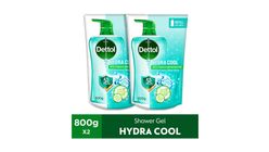 Dettol Shower Gel / Body Wash Hydra Cool Refill Pouch 800g x2