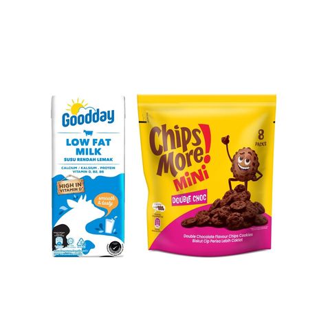 Goodday UHT Low Fat Milk 1L + Chipsmore Mini Chips Double Choc MultiPack