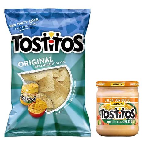 Tostitos Original Restaurant Style White Corn Tortilla Chips Snacks 10oz + Tostitos Con Queso 15oz