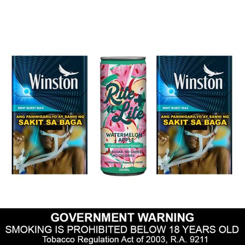Winston Mint Burst Max 2 x 20 Pieces + Rite 'n Lite Watermelon + Apple 250ml