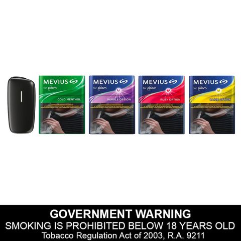Ploom X Slate Grey Device + 4 Mevius for Ploom Menthol Packs (Cold Menthol, Purple Option, Ruby Option & Baize Option)