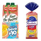 Del Monte Four Seasons Twin Pack 2 x 1L + Gardenia Classic White Bread Regular Size 600g Bundle