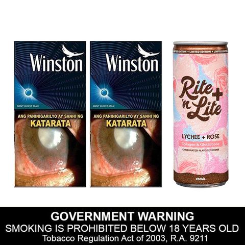 Winston Mint Burst Max 2 x 10 Pieces + Rite 'n Lite Lychee + Rose 250ml