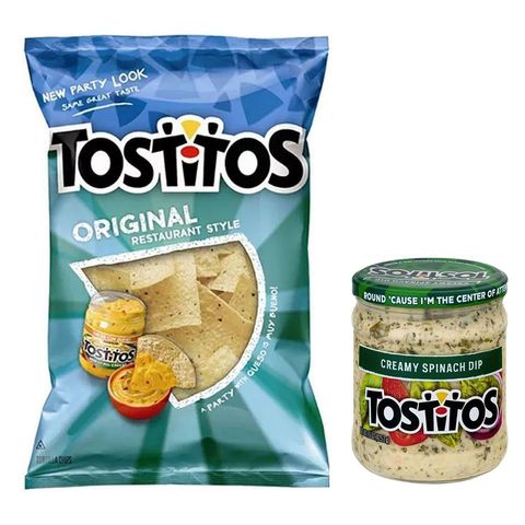 Tostitos Original Restaurant Style White Corn Tortilla Chips Snacks 10oz + Tostitos Spinach Dip 15oz