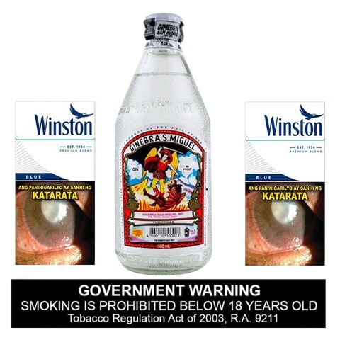 Winston Blue Single (2 Pieces) 10 Sticks + Ginebra San Miguel Round 350ml