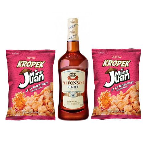 Alfonso Light 700ml + 2 Kropek ni Mang Juan Spicy Squid Bundle