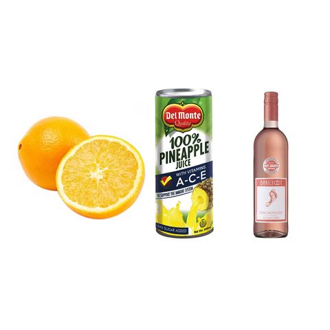 Barefoot Pink Moscato, Pineapple Juice & Orange Cocktail Kit