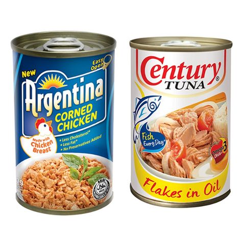 Argentina Corned Chicken Regular 150g & Century Tuna Flakes In Oil 155G Bundle