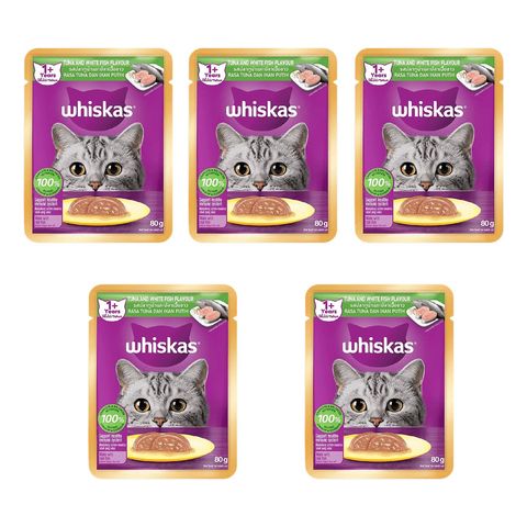 Whiskas Tuna & Whitefish Pouch Wet Food 5 x 80g