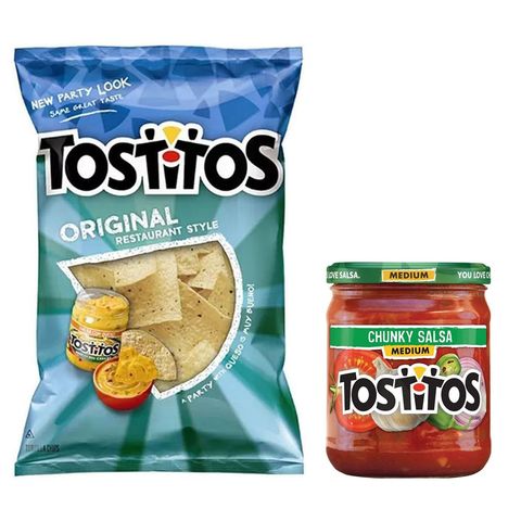 Tostitos Original Restaurant Style White Corn Tortilla Chips Snacks 10oz + Tostitos Chunky Medium Salsa 15.5oz