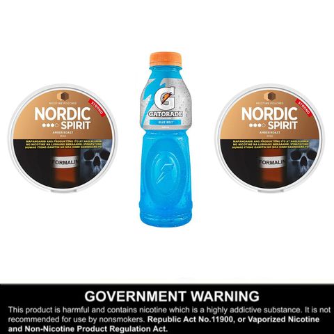 Nordic Spirit Can Amber Roast Strong 2 x 20 Pieces + Gatorade Sports Drink Blue Bolt 500ml