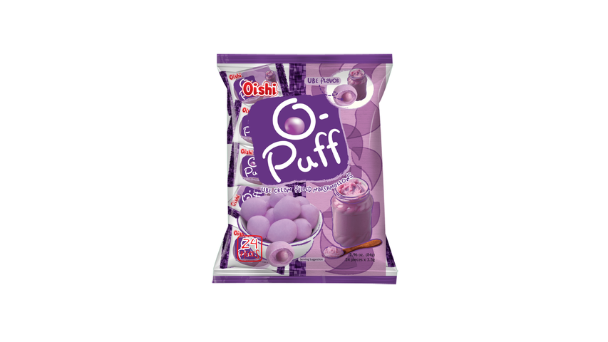 Oishi O-Puff Ube Cream Filled Marshmallow 24 x 3.5g