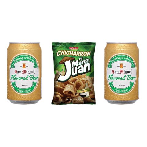 San Miguel Apple Can 2 x 330ml + Chicharron ni Mang Juan Sukang Paombong 90g - Bundle