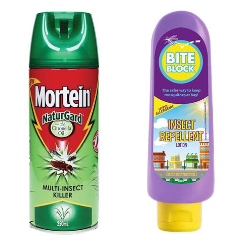 Mortein Naturguard Flying Insect Killer 250ml + Bite Block Daily Insect Repellent Lotion 100ml