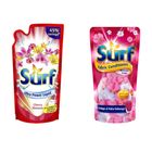 Surf Liquid Detergent Cherry Blossom Pouch 900ml + Surf Fabric Conditioner Blossom Fresh Pouch 670ml Bundle