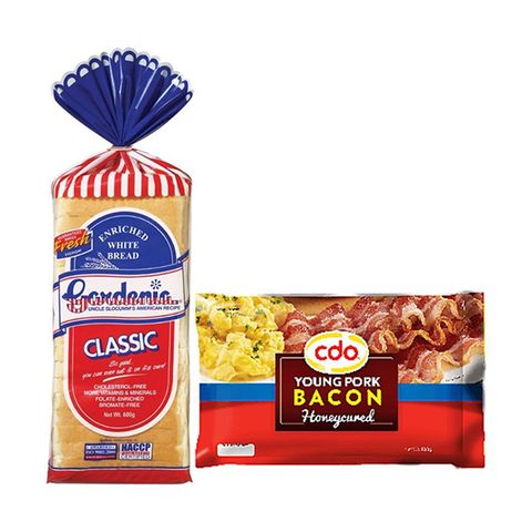 Gardenia Classic White Bread 600g Regular Size & CDO Smoked Young Pork Bacon 200G