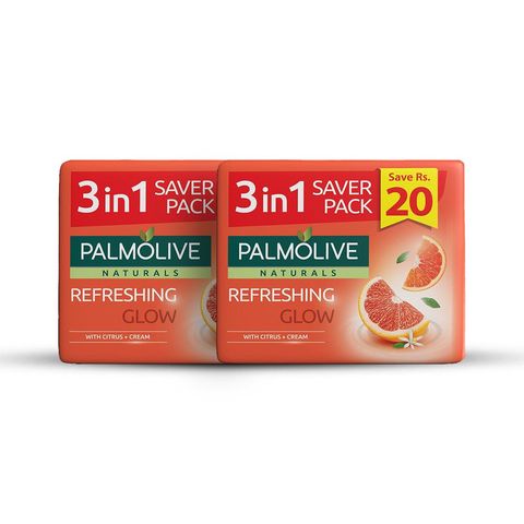 Palmolive Refreshing Glow Naturals Bar Soap Saver Pack 3 Pieces x 98g Pack of 2
