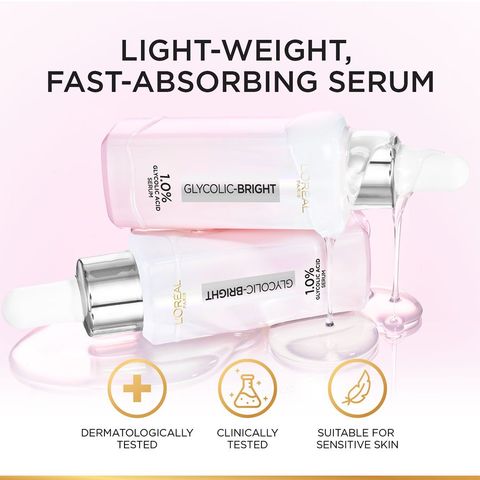 L'Oreal Paris Glycolic Bright Instant Glowing Serum 30ml - Anti-Dark, Spot Brightening Face Serum
