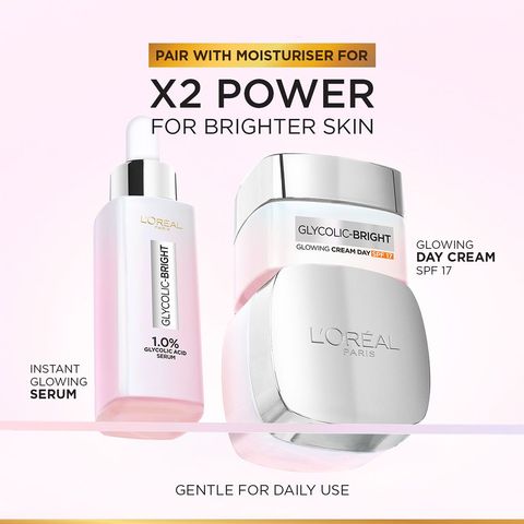 L'Oreal Paris Glycolic Bright Instant Glowing Serum 30ml - Anti-Dark, Spot Brightening Face Serum
