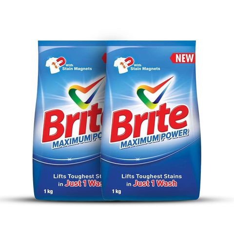 Brite Maximum Power Washing Powder 1kg Combo Pack of 2
