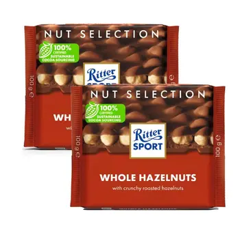 ريتر سبورت شوكولاتة بالبندق الكامل 100 جرام 2 حبة