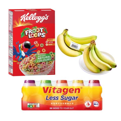 Froot Loops Cereal, Vitagen & Banana Bundle