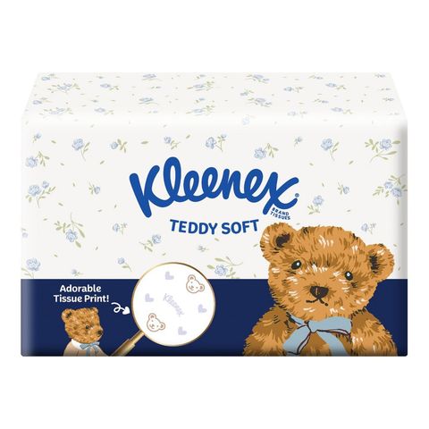 Kleenex 3 Ply Teddy Soft Facial Tissues Soft Box 4 x 100 Pieces
