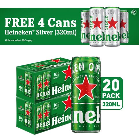 [GWP Bundle] Heineken Lager 20s Free 4 Heineken Silver 320ml