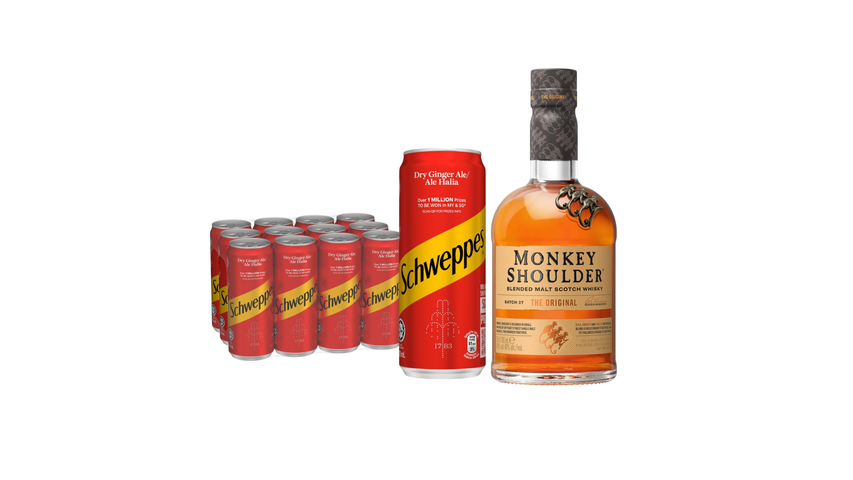 Monkey Shoulder 700ml with Schweppes Ginger Ale 12 x 320ml