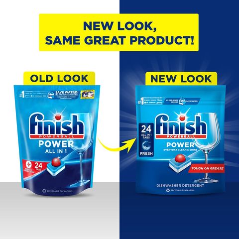 Finish All In One Max Super Charged PowerBall Dishwasher Tablets 24s