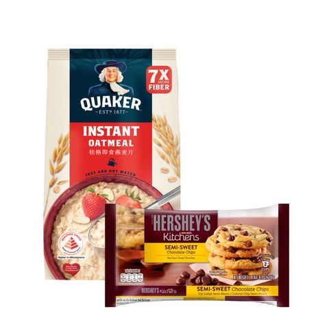 Quaker Oats Instant Oatmeal + Hershey's Semi-Sweet Chocolate Chips Bundle
