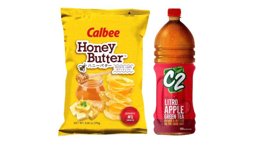 Calbee Honey Butter Chips 170g + C2 Apple 1L Bundle