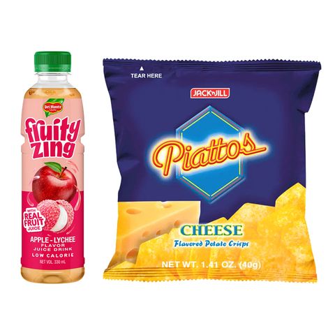 Del Monte Fruity Zing Apple Lychee Juice Drink 330ml Piattos Cheese  Flavored Potato Crisps 40g
