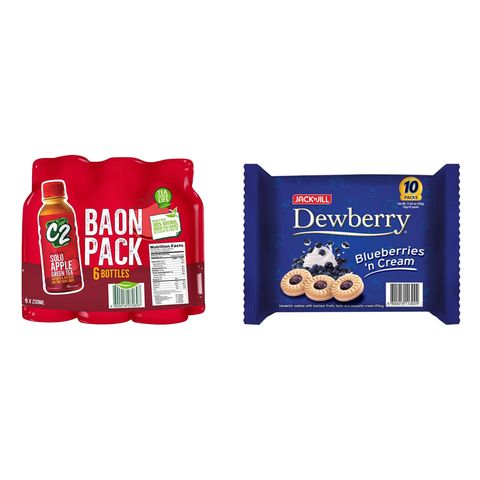 Dewberry Blueberry 'n Cream Sandwich Cookies 33g x 10s + C2 Apple Green Tea Solo 230mL 6s