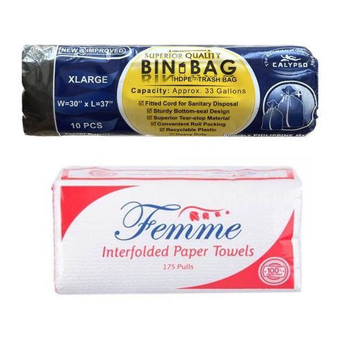 Femme Interfolded Paper Towel + Trash Bag Black XL 10 Pieces