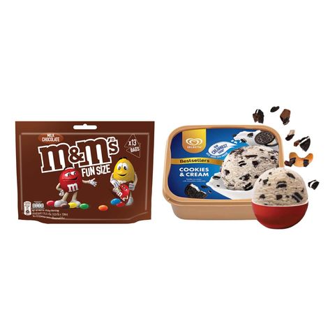 M&M's Milk Funsize 175.5g + Selecta Cookies & Cream Ice Cream 1.3L