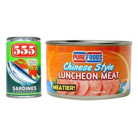 Purefoods Chinese Luncheon Meat 350g + 555 Sardines Green 155g