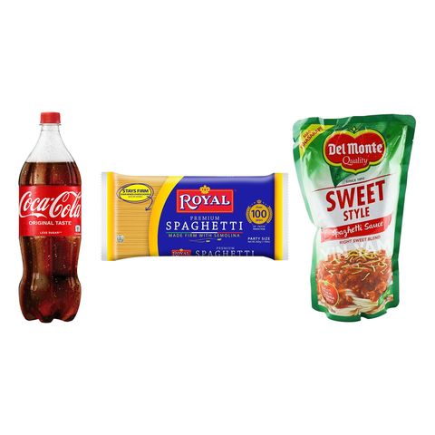 Royal Premium Spaghetti 900g + Del Monte Spaghetti Sauce Sweet 1kg + Coke Regular Bottle 1.5L