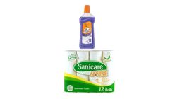 Sanicare Bathroom Tissue 2ply x 400 sheets - 12 rolls + Mr. Muscle All Purpose Cleaner Wild Lavender 500ml