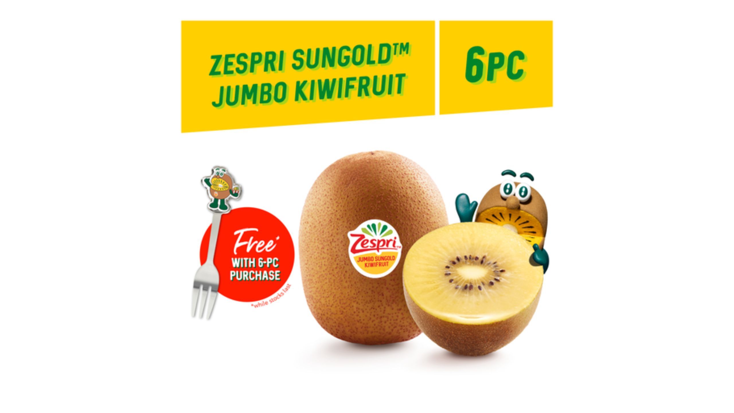 Zespri Sungold Kiwi Jumbo (with GWP Small Fork 1pc) 6pcs