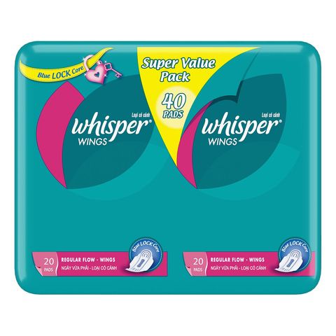 Whisper Thick Regular Flow Wing 23cm Sanitary Pads Value Pack